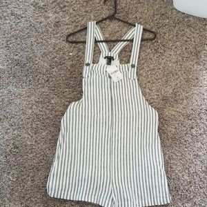 Stripped overall shorts